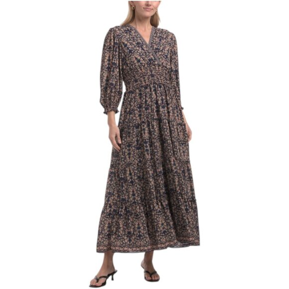 MAX STUDIO Three-quarter Sleeve Floral Maxi Dress - Picture 1 of 3
